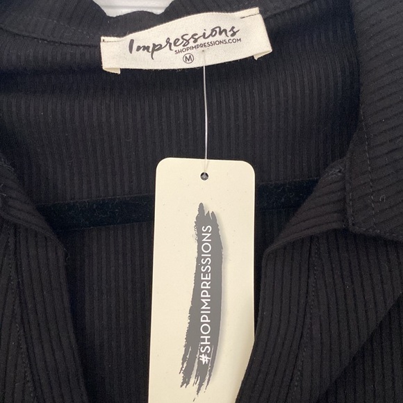 NWT Black collard ribbed body con dress - Picture 4 of 5